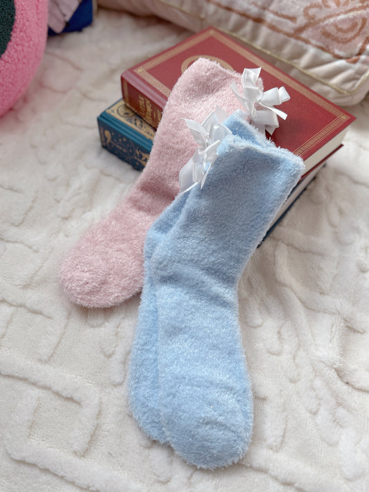 Fluffy Double Bow Socks