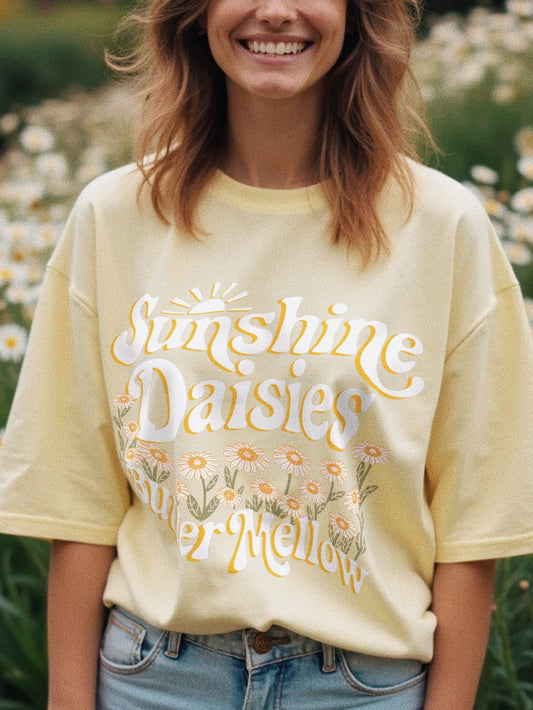 Sunshine Daisies Butter Mellow Garment Dyed Tee