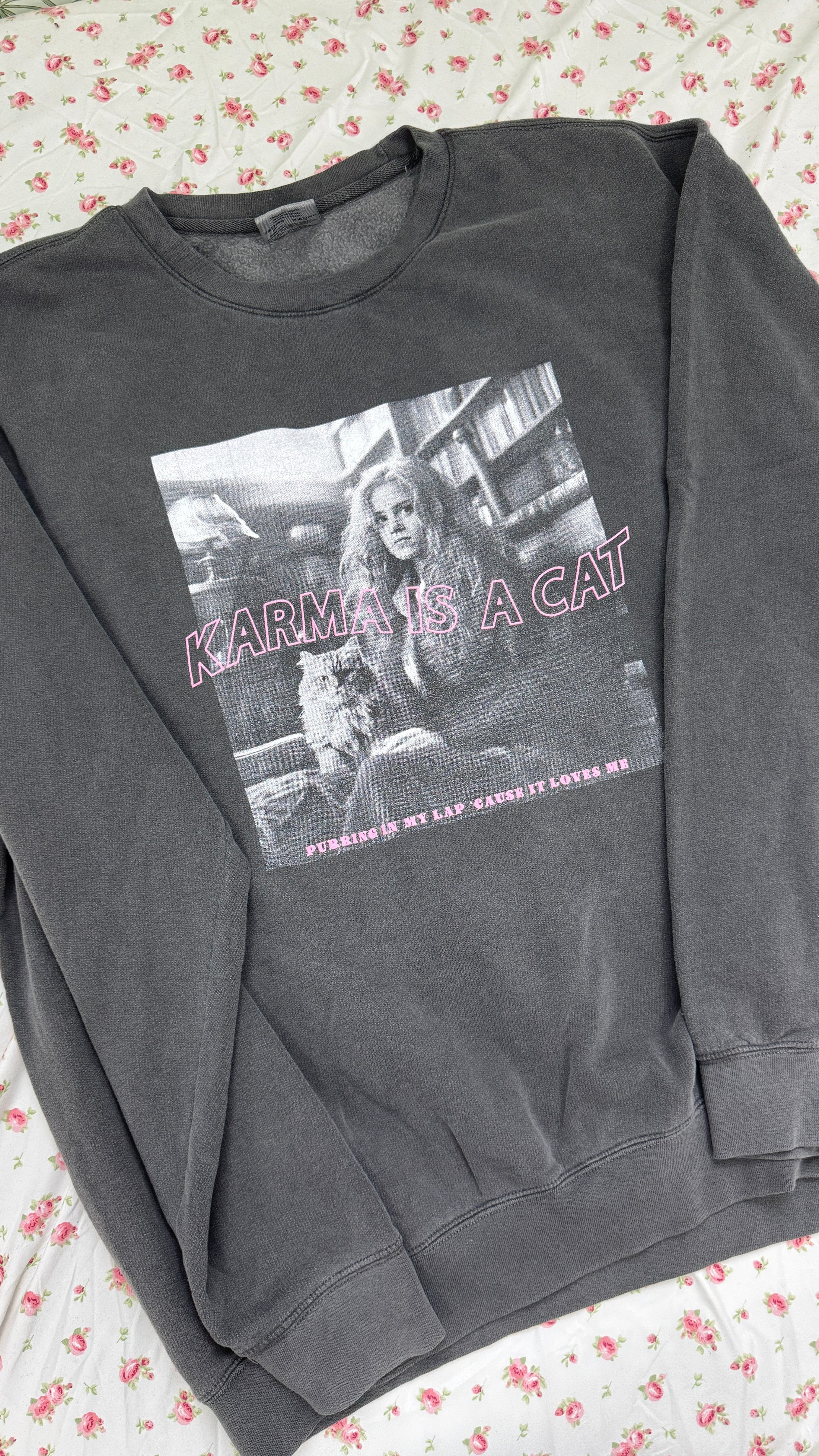 Karma is A Cat Lightweight Garment Dyed Sweatshirt