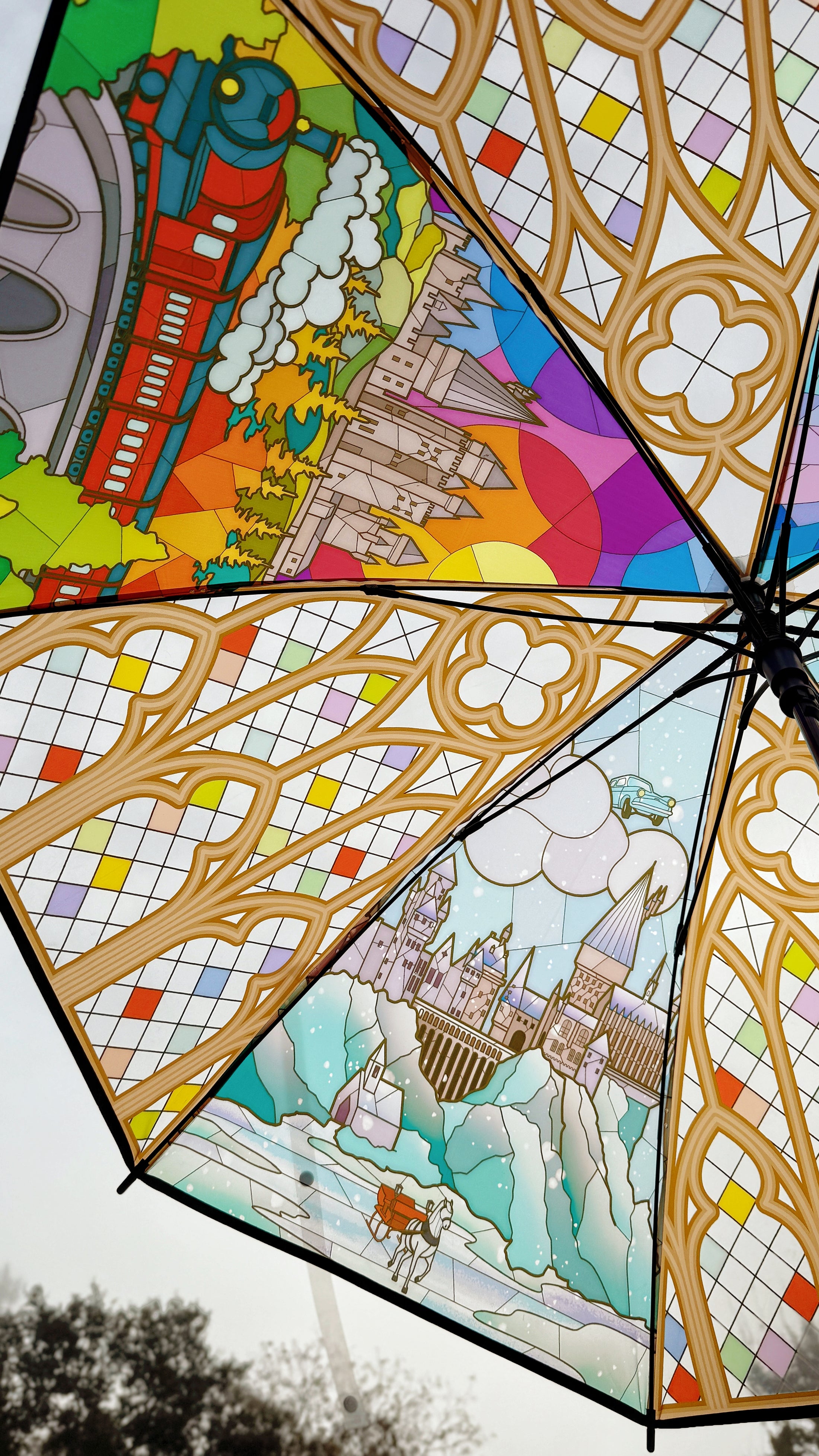 *PRE ORDER* Four Seasons Castle Stained Glass Umbrella