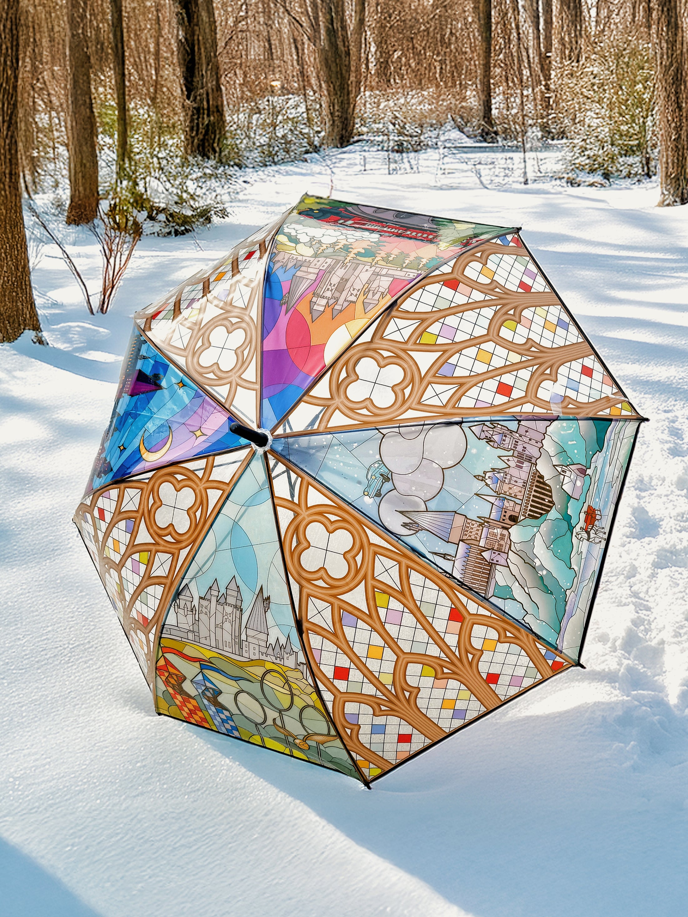 *PRE ORDER* Four Seasons Castle Stained Glass Umbrella