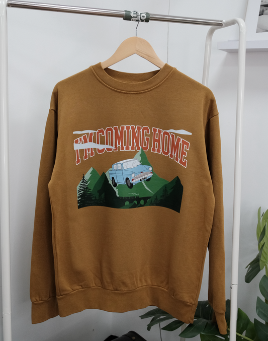 I'm Coming Home Garment Dyed Sweatshirt (M) - Brown