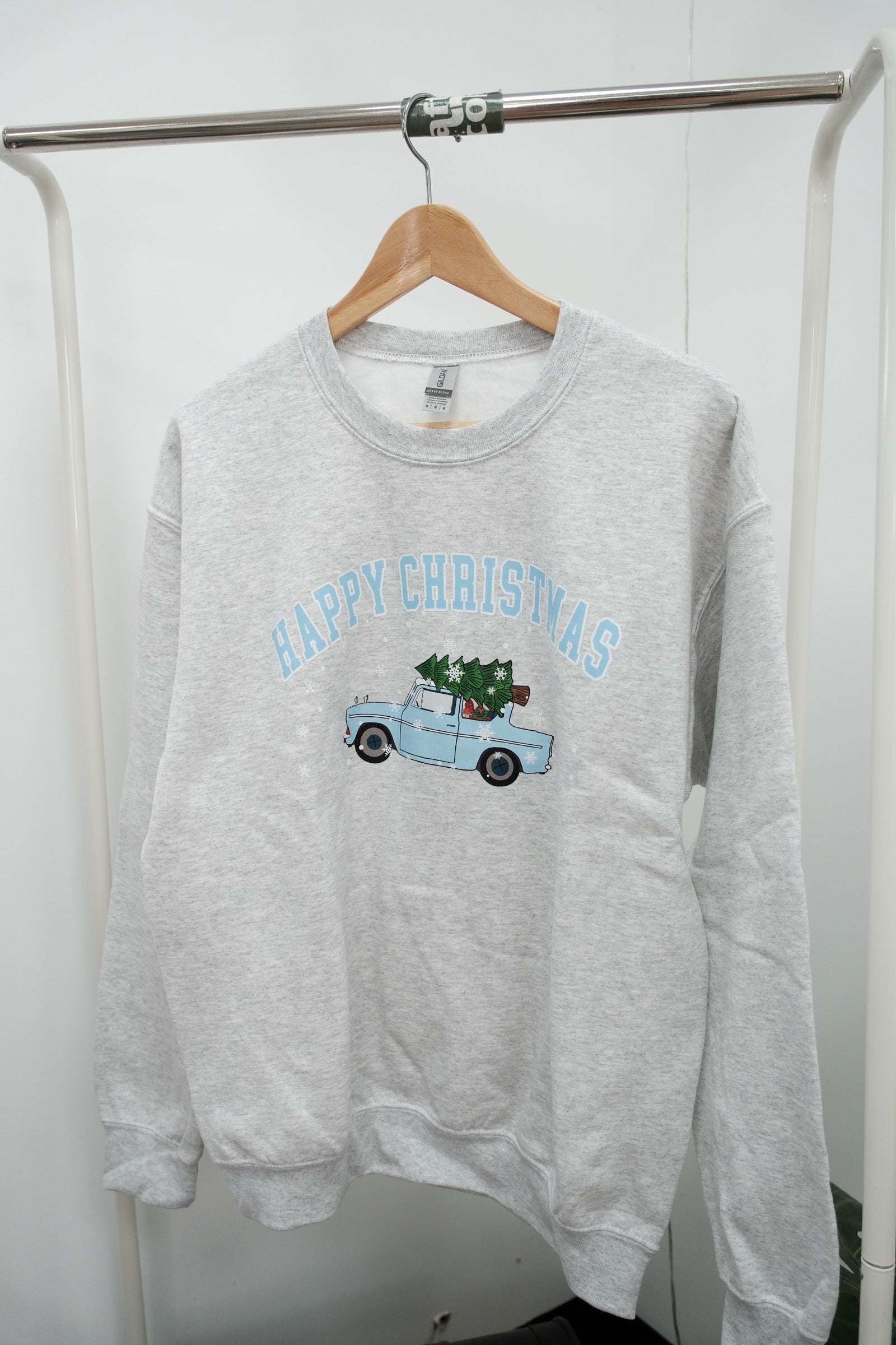 Happy Christmas Crewneck Sweatshirt (S, M) - Ash