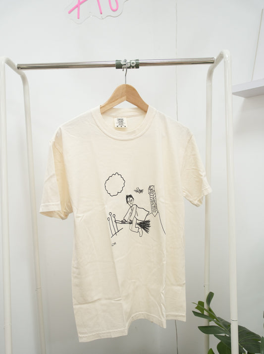 Draco Drawing B Garment Dyed Tee (M) - Cream