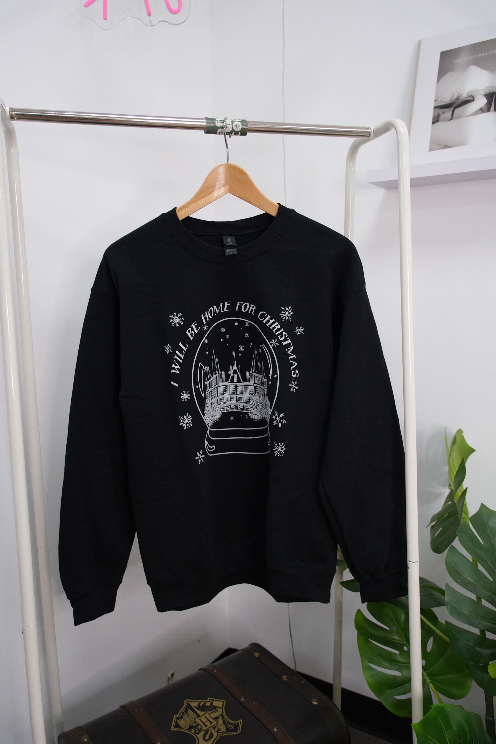 I will be Home for Christmas Crewneck Sweatshirt- Black