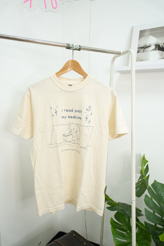 I read Past My Bed Time Garment Dyed Tee (M) - Cream